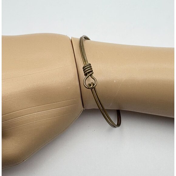 Vintage Silver Tone Compass on Bronze Wire Bracelet Retro - Picture 2 of 9